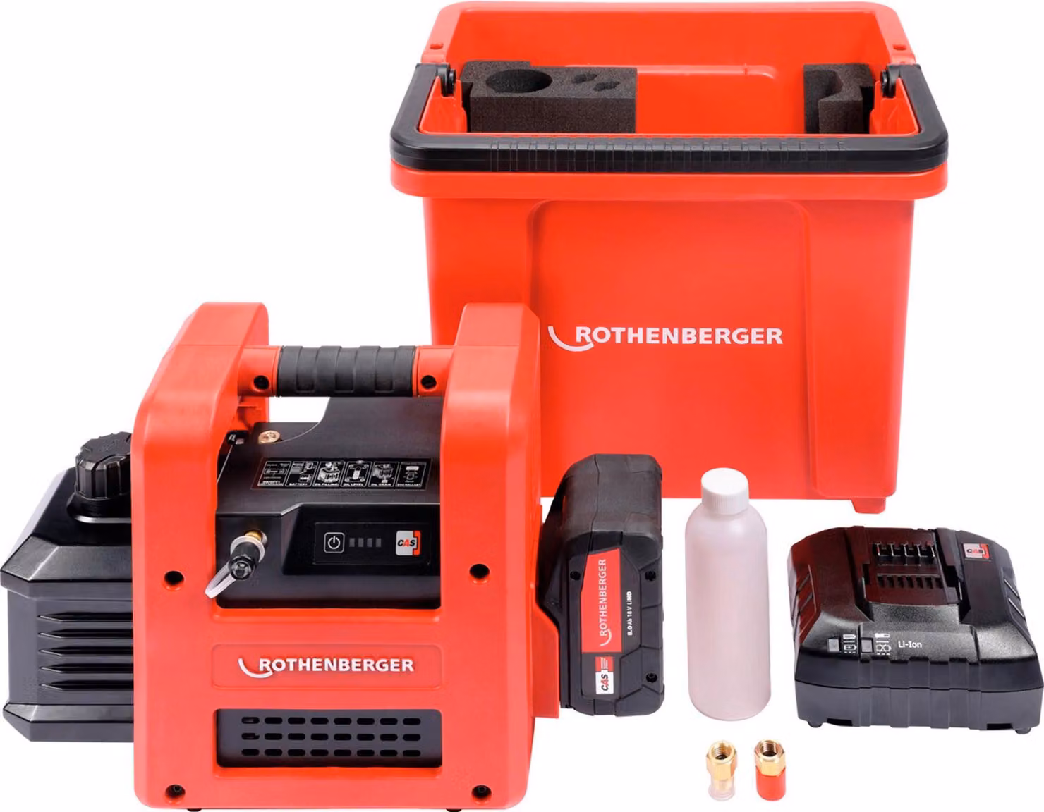 Pompa per vuoto a batteria Rothenberger a 2 stadi ROAIRVAC R32 5.0 incl. batteria + caricabatterie