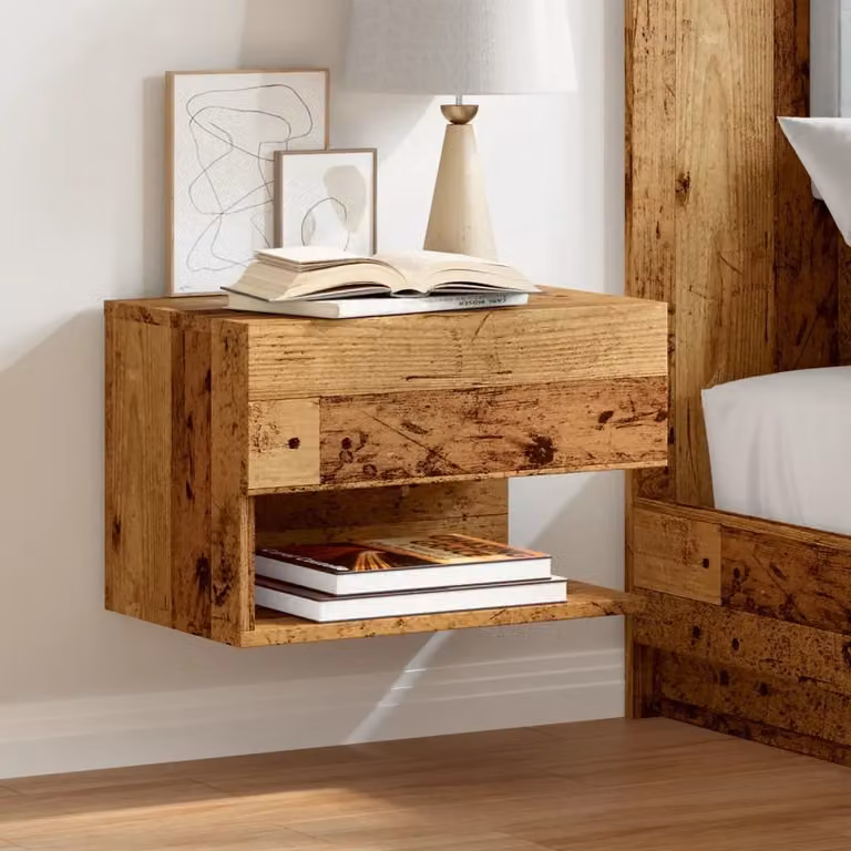 Set di 2 comodini da parete vidaXL in legno color marrone stile rustico