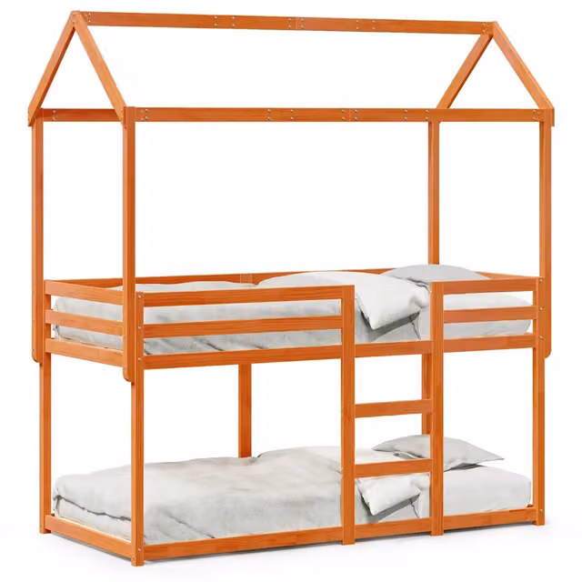 Letto singolo | Letto per adulti | Letto a Castello con Tetto Cera 90x200 cm Legno Massello Pino