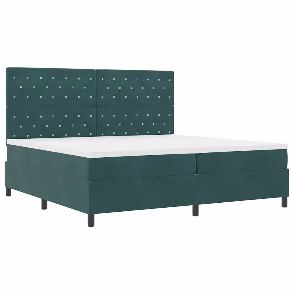 Letto a molla moderno vidaXL in velluto verde scuro con illuminazione LED sottostante L 200 cm x P 200 cm x H 280 cm – 2