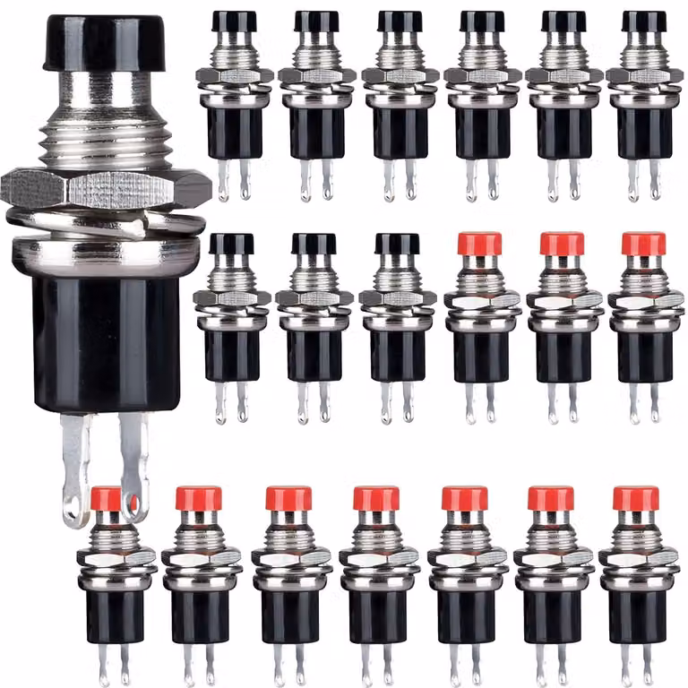 Microinterruttore SPST, normalmente chiuso, 1A, 250V AC, 2 poli, confezione da 20 pezzi, colore rosso/nero