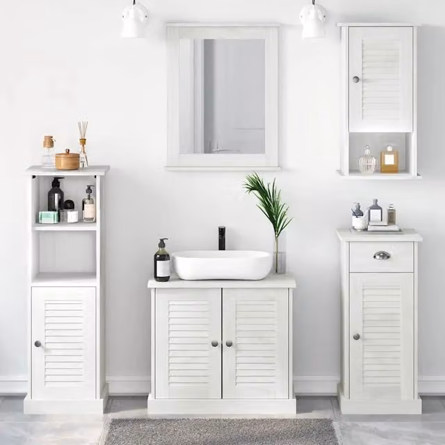 Set di mobili per il bagno VIGO 5 pz Bianco Antico 3328548