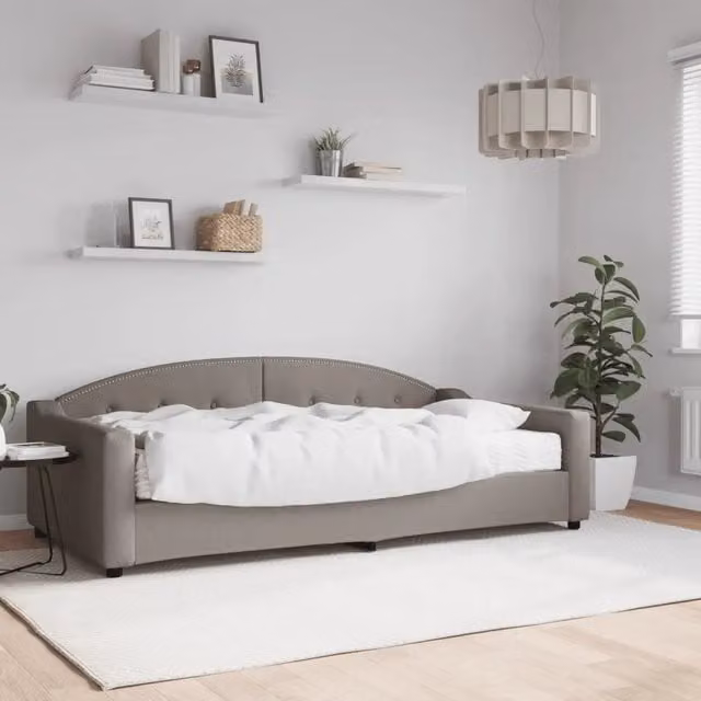 Divano Letto con Materasso-Sofa Letto-Daybed Tortora 100x200 cm in Tessuto 717687