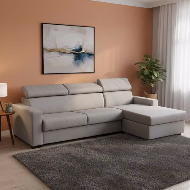 Divano Letto Alibella Talamo Italia con Penisola Sfoderabile Grigio L/P/H: 260 x 95 x 102 cm – 1
