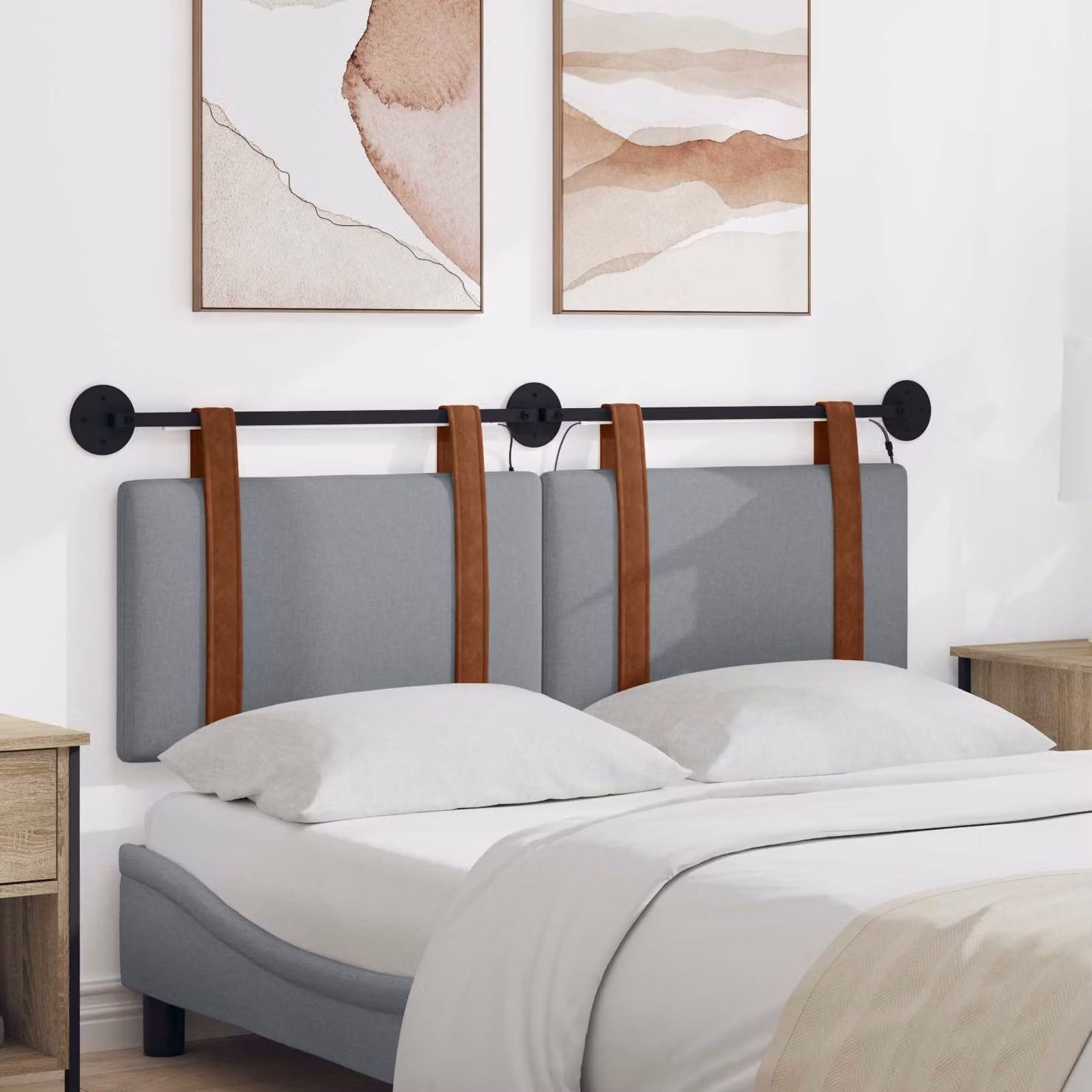Testiera sospesa vidaXL con luce LED integrata in similpelle Grigio Chiaro