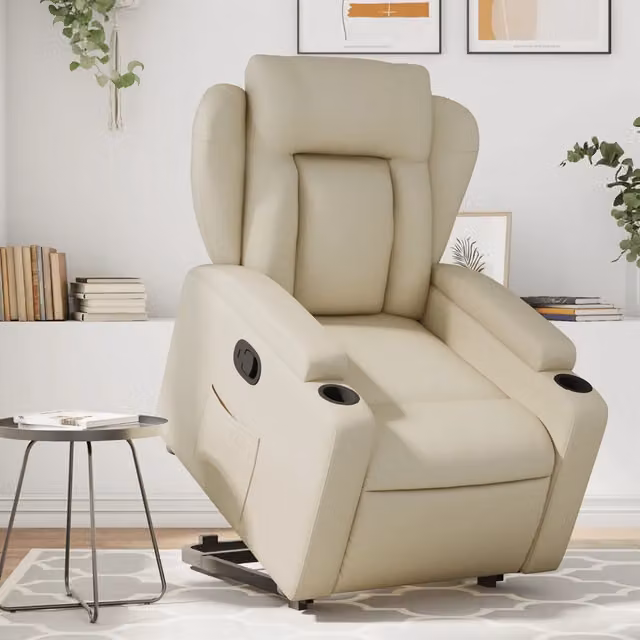 Poltrona Alzapersona Reclinabile vidaXL in Similpelle Beige con Assistenza Elettrica per Senior