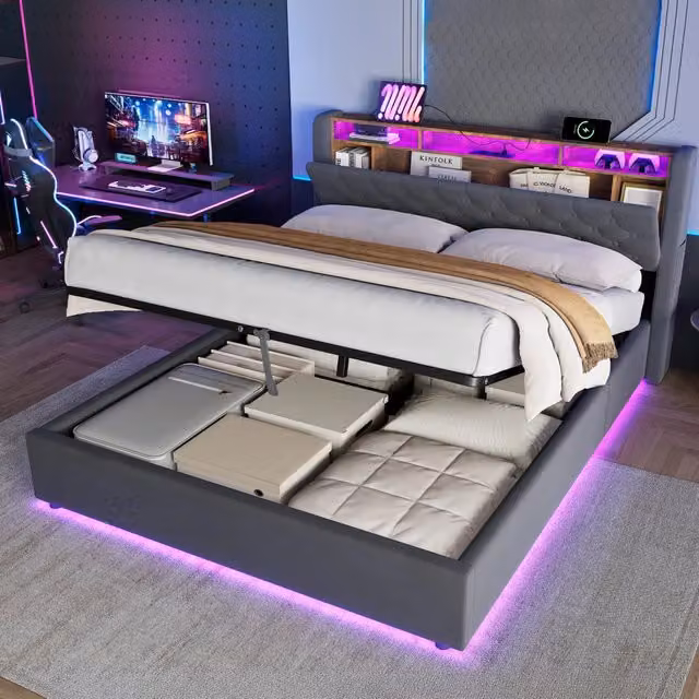Letto contenitore 160x200 cm, colore grigio
