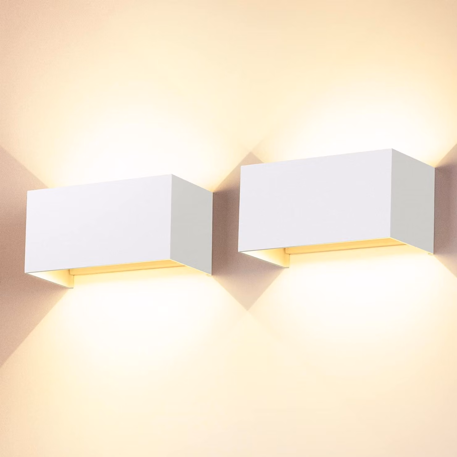 2 faretti a LED, 24 W, luce bianco caldo, grado di protezione IP65, alluminio, dimensioni 21 x 11 x 11 cm