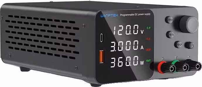 Alimentatore DC, tensione regolabile, display ad alta precisione, TPS1203 120V 3A