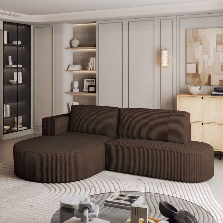 Masseno CORTIO P L-S divano angolare con funzione letto a L, divano con box letto, divano da soggiorno, divano, divano, divano letto, set di divani - marrone, POSO 06