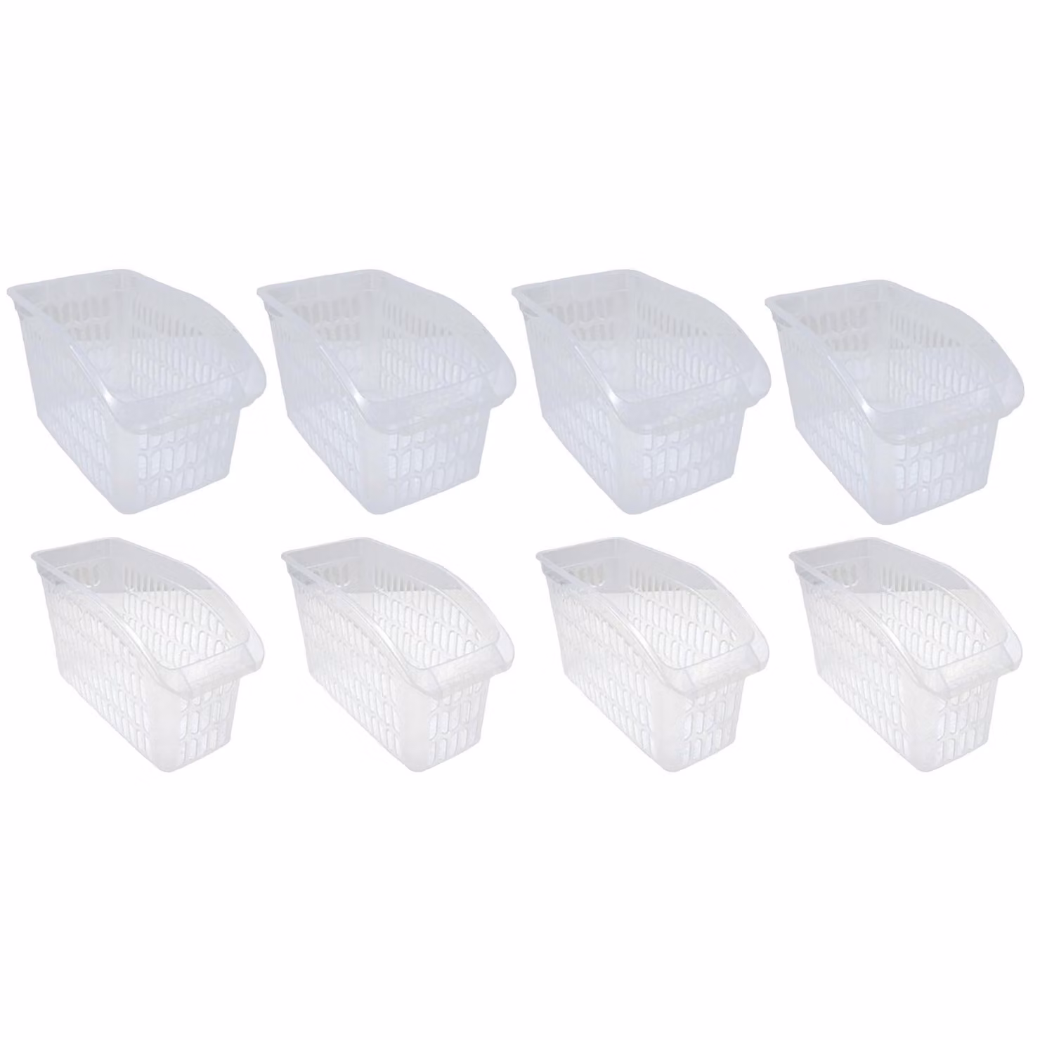 Set da 8 cestini portaoggetti trasparenti, cestini da armadio, organizer da scaffale, contenitori, cestini portaoggetti in plastica