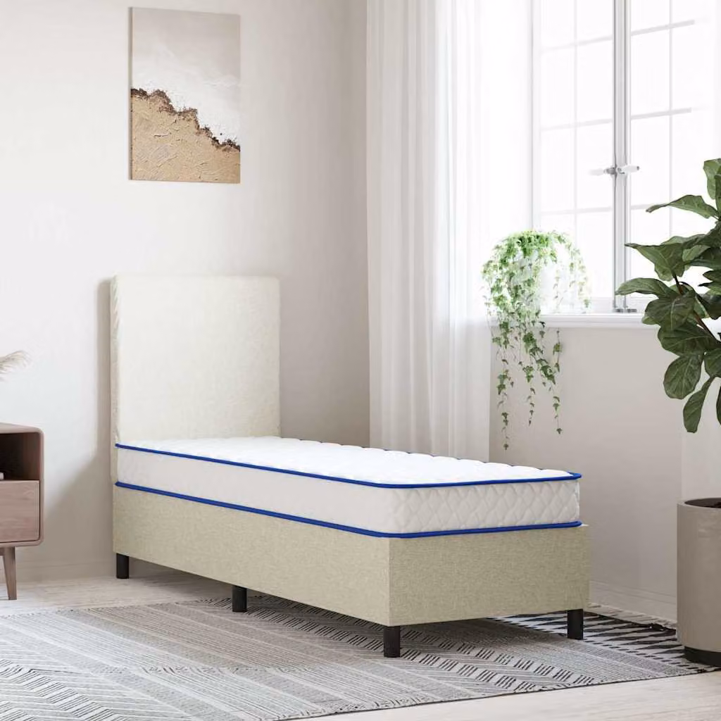 vidaXL Materasso in schiuma viscoelastica Bianco e Blu L/P/H: 70 x 200 x 17 cm