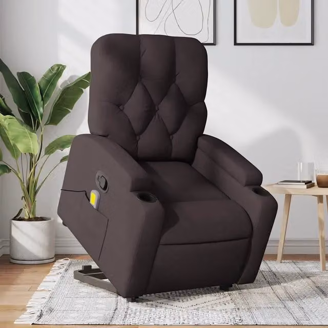 Poltrona Alzapersona Reclinabile con Assistenza Elettrica vidaXL in Tessuto Marrone – 1