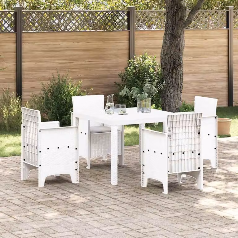 Maison Exclusive - Set da pranzo per esterno, 5 pezzi, polipropilene bianco