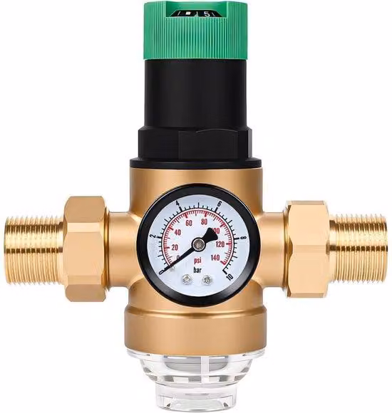 Regolatore di pressione in ottone - Regolatore di pressione dell'acqua da 3/4 di pollice - con manometro e filtro - Per edifici residenziali, edilizia e applicazioni industriali