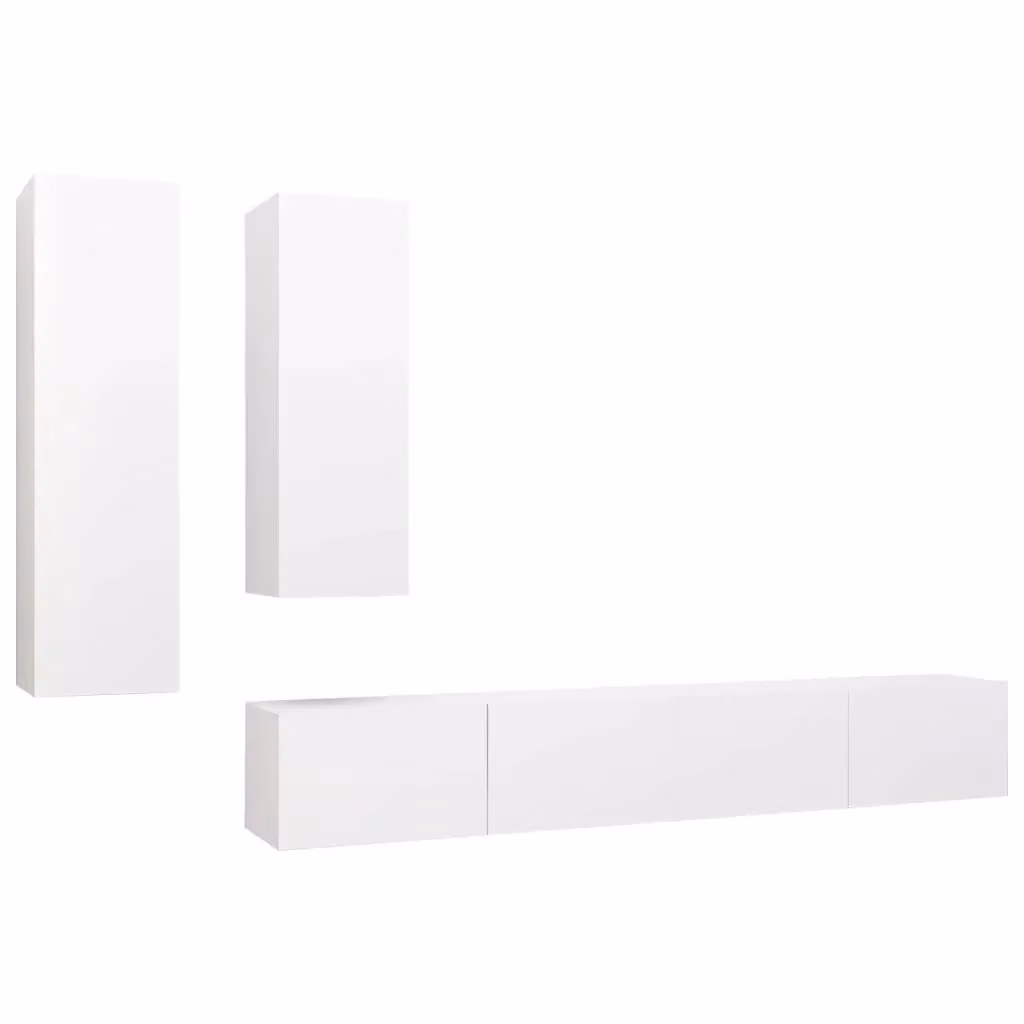 Set di mobili porta TV moderno vidaXL in legno multistrato bianco per soggiorno – 2