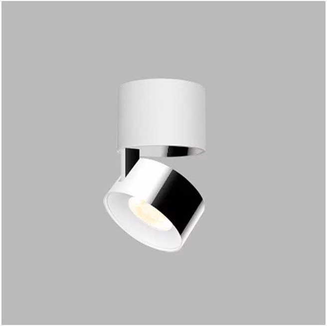 Apparecchio LED2 orientabile e inclinabile a soffitto KLIP ON CRI90 dimmerabile, Variante: 11 W, 3000 K, base bianca, riflettore cromato, TRIAC