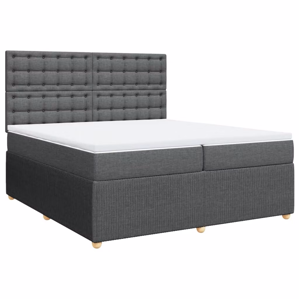 Giroletto a Molle con Materasso Grigio Scuro 200x200 cm Tessuto
