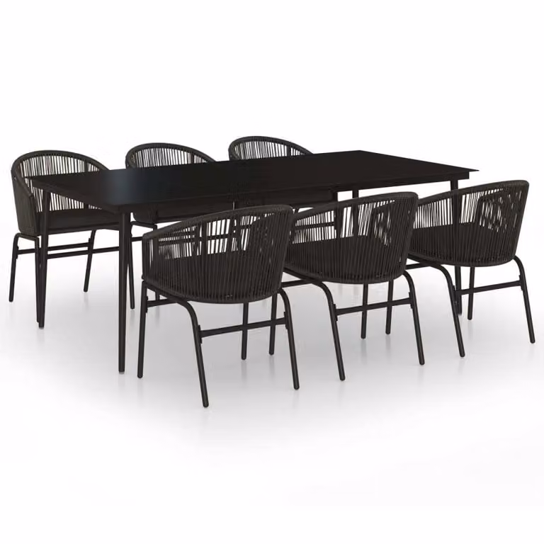 Set da Pranzo da Giardino 7 pz Nero