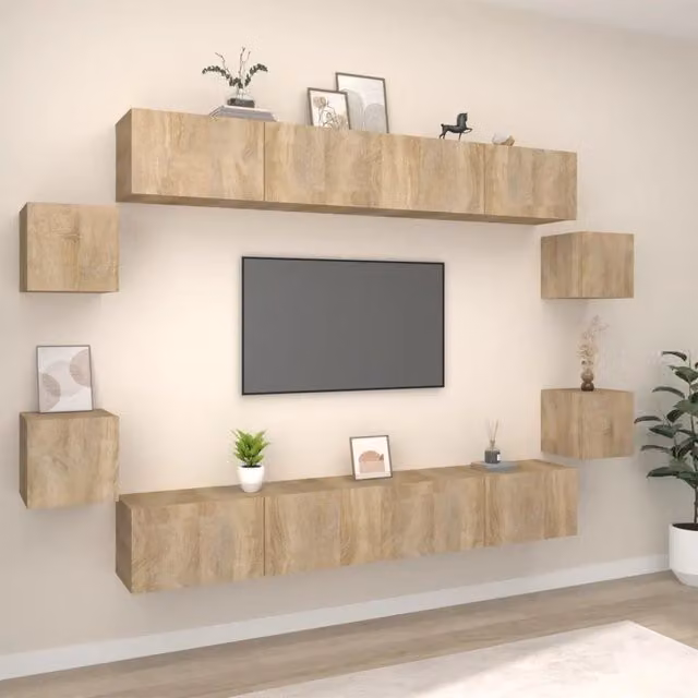 Set Mobili Porta TV 8pz-Set di 8 Credenza per TV Rovere Sonoma in Legno Multistrato 657453