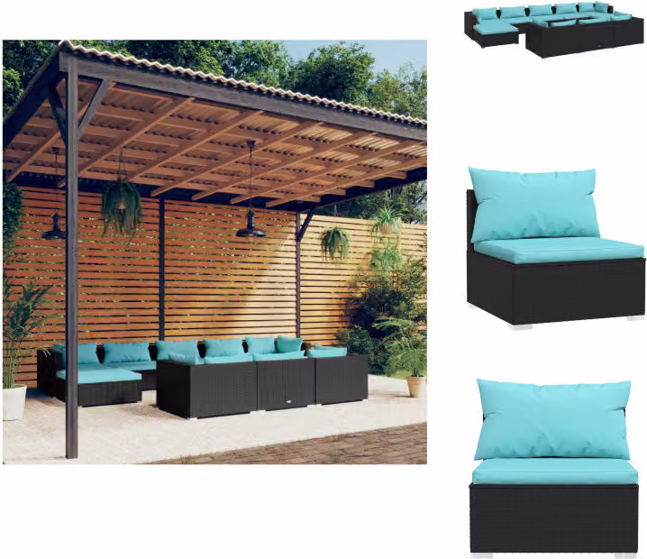 vidaXL Set da giardino da 10 pezzi con cuscini in rattan nero - Set di mobili da giardino