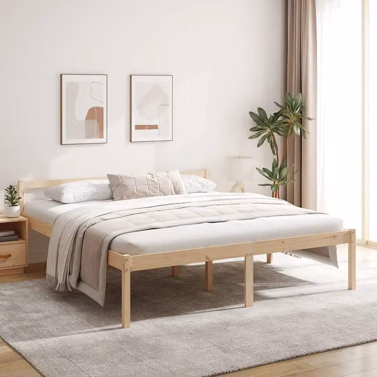 Letto per anziani vidaXL in legno massello di pino rustico L/P: 200 x 200 cm
