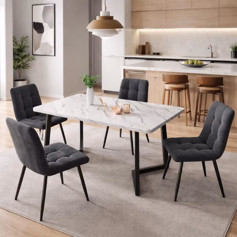 Set di 4 sedie da pranzo in velluto con supporto ergonomico