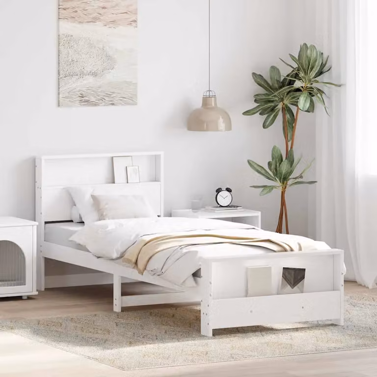 vidaXL Struttura del letto in legno di pino massiccio bianco 100 x 200 cm