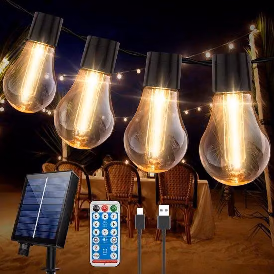 Ghirlanda luminosa a LED solare, 20 LED, 9 m, IP65, resistente alle intemperie, per la decorazione di terrazze, giardini e balconi