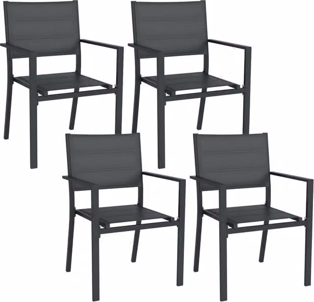 Sedia da giardino impilabile ¨C Minimal ¨C alluminio e textilene, con braccioli, 4 pezzi