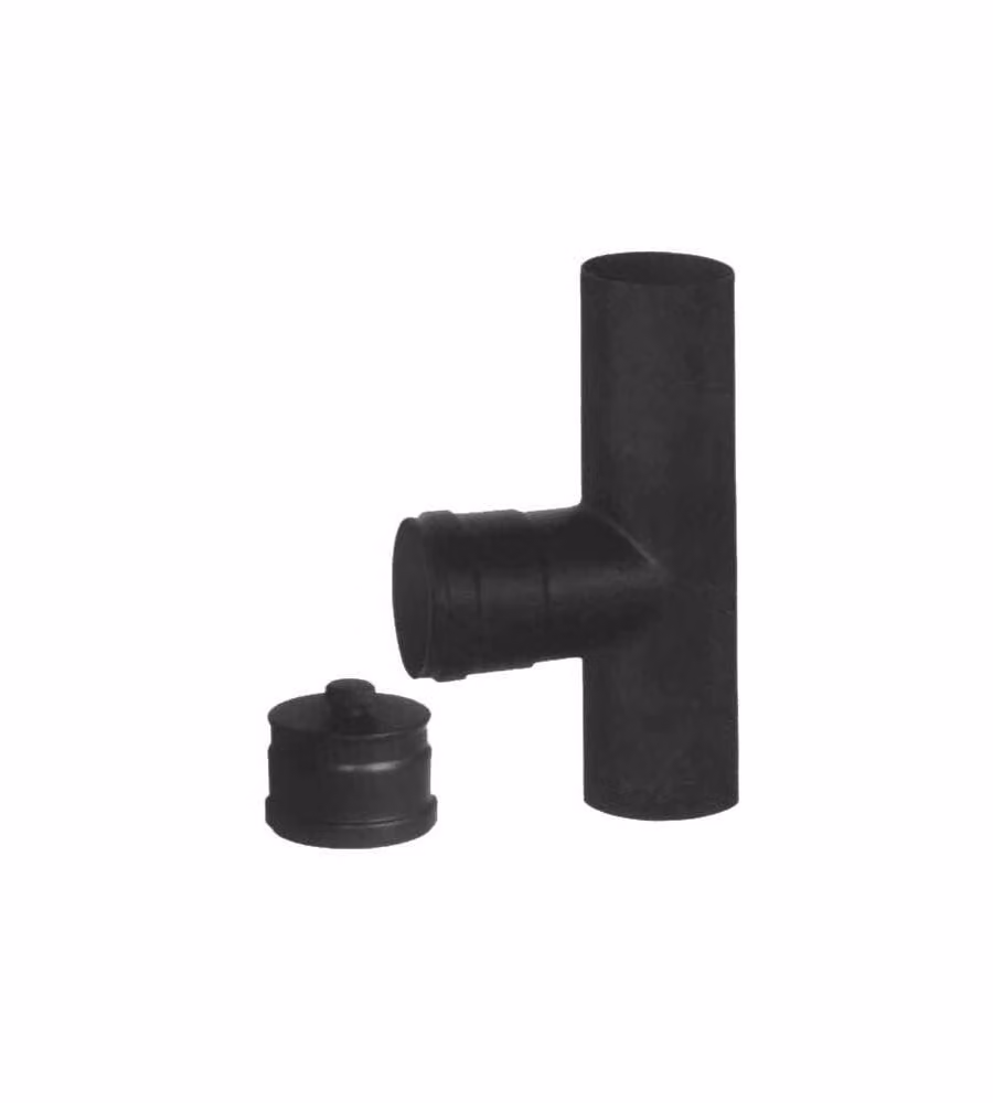 Gomito T in Acciaio 8 cm Nero 2Mm Pellet Ala