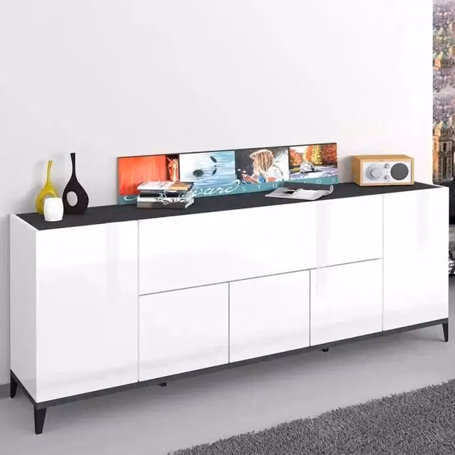 Credenza Sunrise 4 Ante + 1 Vano a Ribalta 200 Bianco Lucido