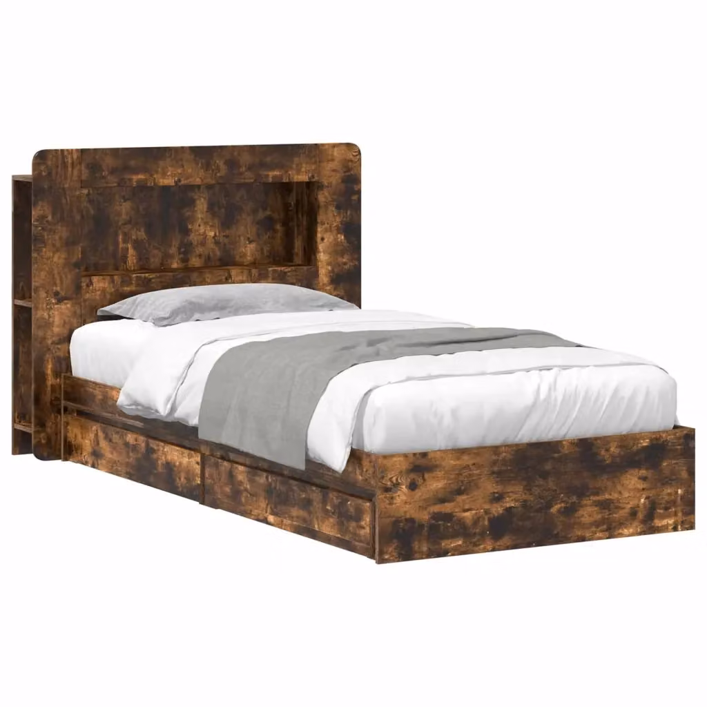 Letto con contenitore con cassetti vidaXL in legno Rovere Fumo L: 190 cm, P: 140 cm, H: 93,5 cm – 2
