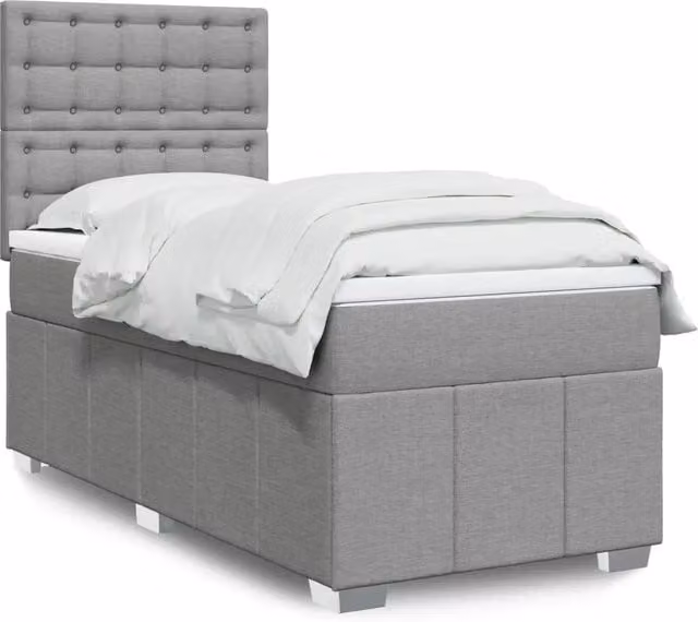 Letto Ibrido con Giroletto a Molle e Materasso vidaXL, Grigio Chiaro e Bianco, L/P/H: 80 x 200 cm
