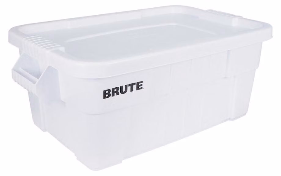 Rubbermaid Robust Storage Box con coperchio e maniglie | 53 litri, HxLxP 27,1x44,1x70,7 cm | Bianco
