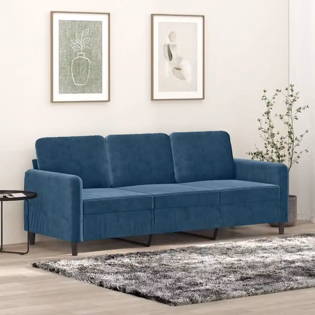Divano a 3 Posti Blu 180 cm in Velluto 359461
