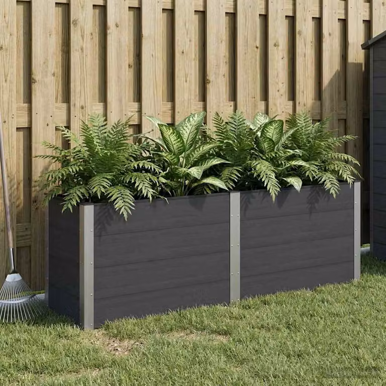 Letto rialzato da giardino vidaXL in WPC e alluminio, Nero, L: 200 cm, P: 50 cm, H: 91 cm