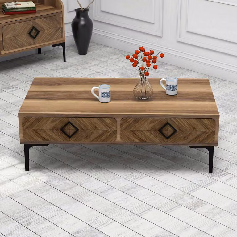 Skye Decor, Samba - Walnut, tavolino, noce, 100% pannelli truciolari rivestiti in melamina, 105 x 60 x 34,6 cm