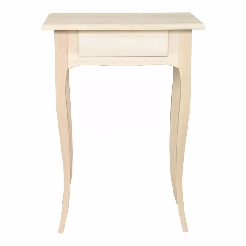 Tavolino porta telefono con 1 cassetto in legno di faggio grezzo marrone Mobili 2G L: 57 cm, P: 39 cm, H: 78 cm