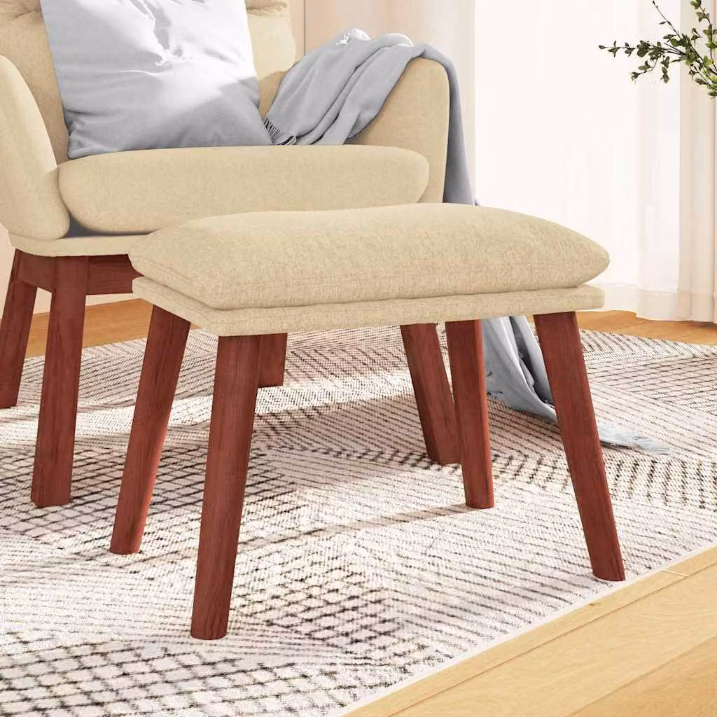 Poggiapiedi vidaXL in tessuto beige con struttura in legno L: 45 cm, P: 29,5 cm, H: 35 cm