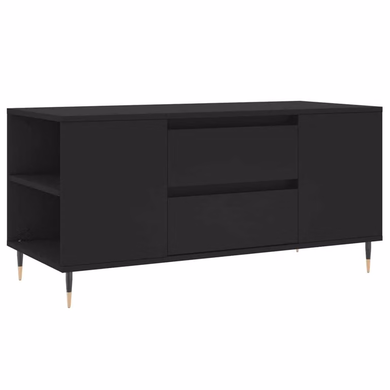 Tavolino da Salotto Nero 102x44,5x50 cm in Legno Multistrato