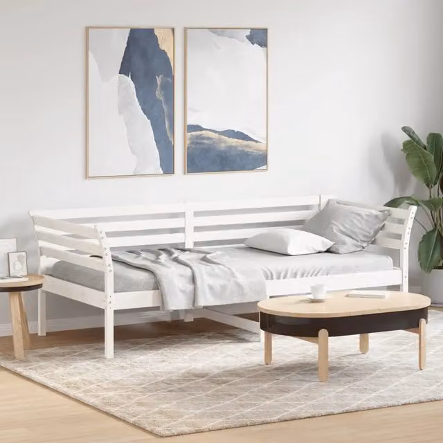 Dormeuse bianca in legno massello di pino vidaXL L/P/H: 200 x 95 x 76 cm – 1