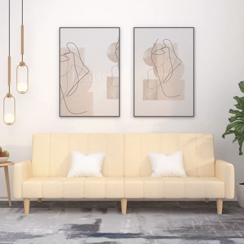 Maison Exclusive - Divano letto 2 posti, colore crema, rivestito in tessuto