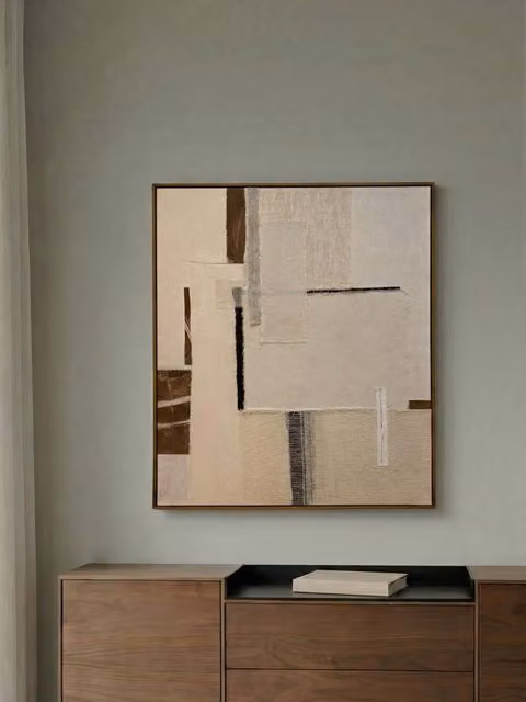 Quadro astratto Tide Kenay Home, colori grigio, beige e marrone, L: 80 cm, H: 100 cm