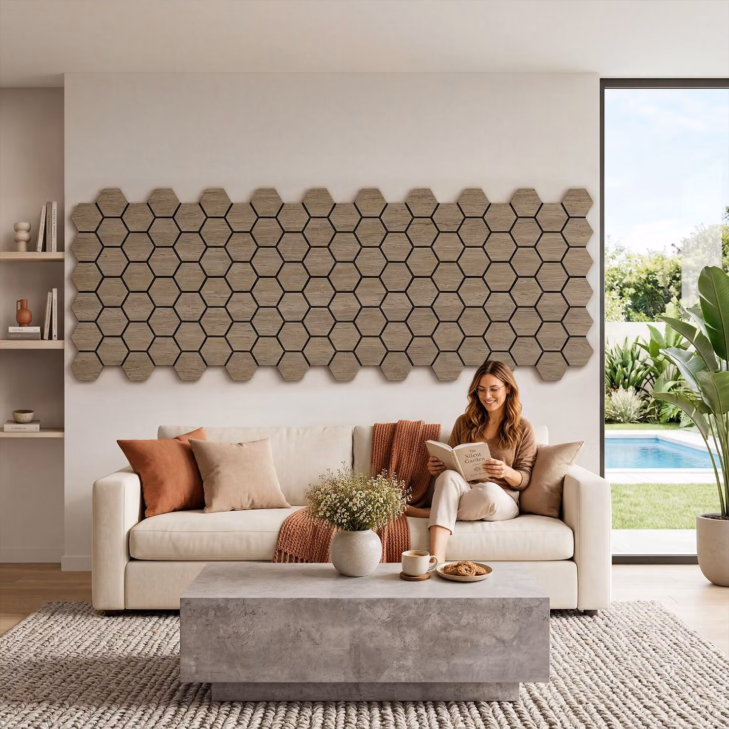 Pannelli acustici Sonic Shield tectake effetto legno Rovere scuro, montaggio a parete, L: 76,0 cm, H: 62,0 cm, P: 1,8 cm – 3