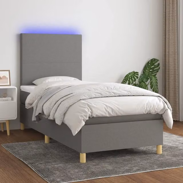 Letto Ibrido vidaXL con Illuminazione LED e Porte USB, Tessuto Grigio e Bianco, L 80 x P 200 cm