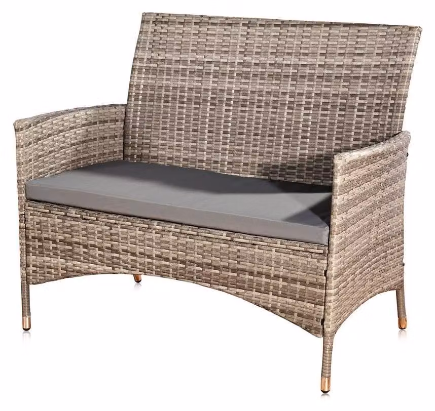 Panca da giardino in rattan sintetico con cuscini