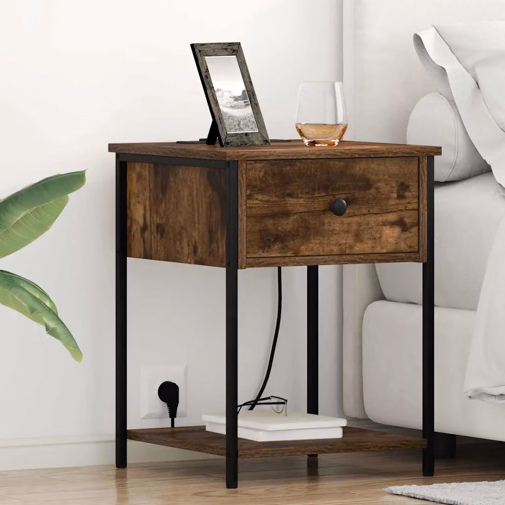 Armadio da Notte vidaXL in Rovere Fumé Marrone L 42 cm x P 41 cm x H 56 cm
