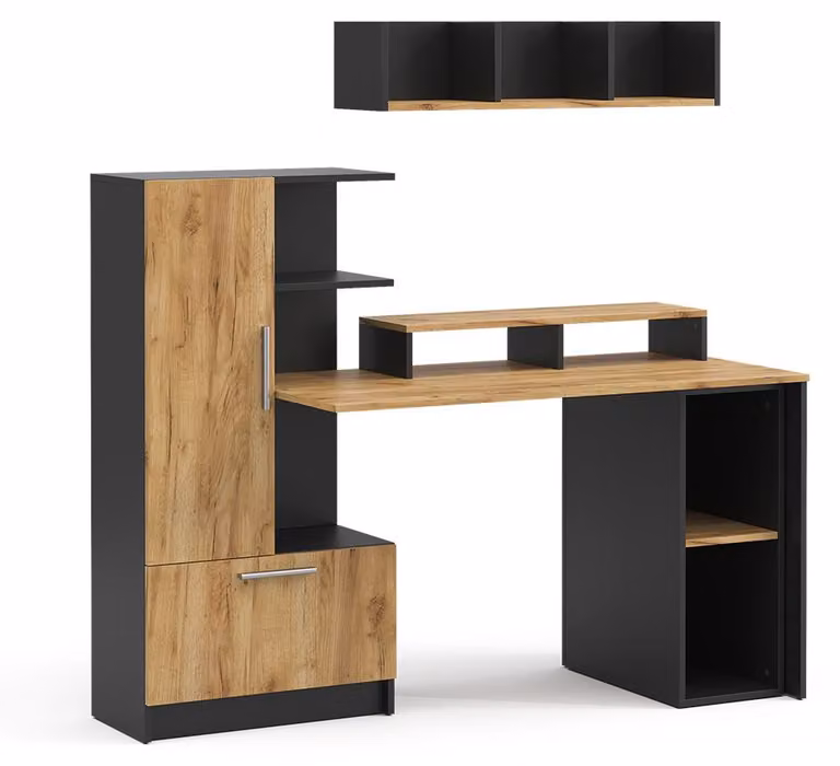 Scrivania con ripiani Vicco Tomy Antracite/Rovere dorato 150 x 59 cm Set di 4, Model 59188