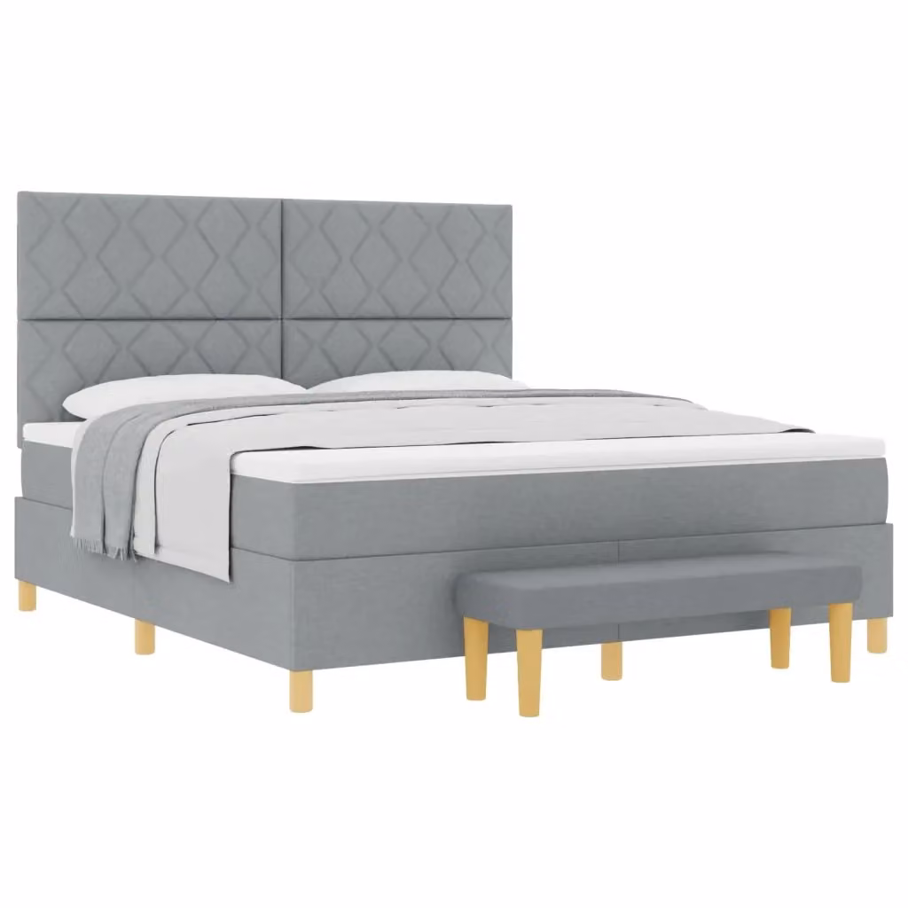 Letto a molle con testiera vidaXL in tessuto grigio L: 180 cm, P: 200 cm, H: 203 cm – 2
